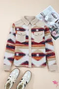 Flerfarget Aztec Shacket med Kordfløyel