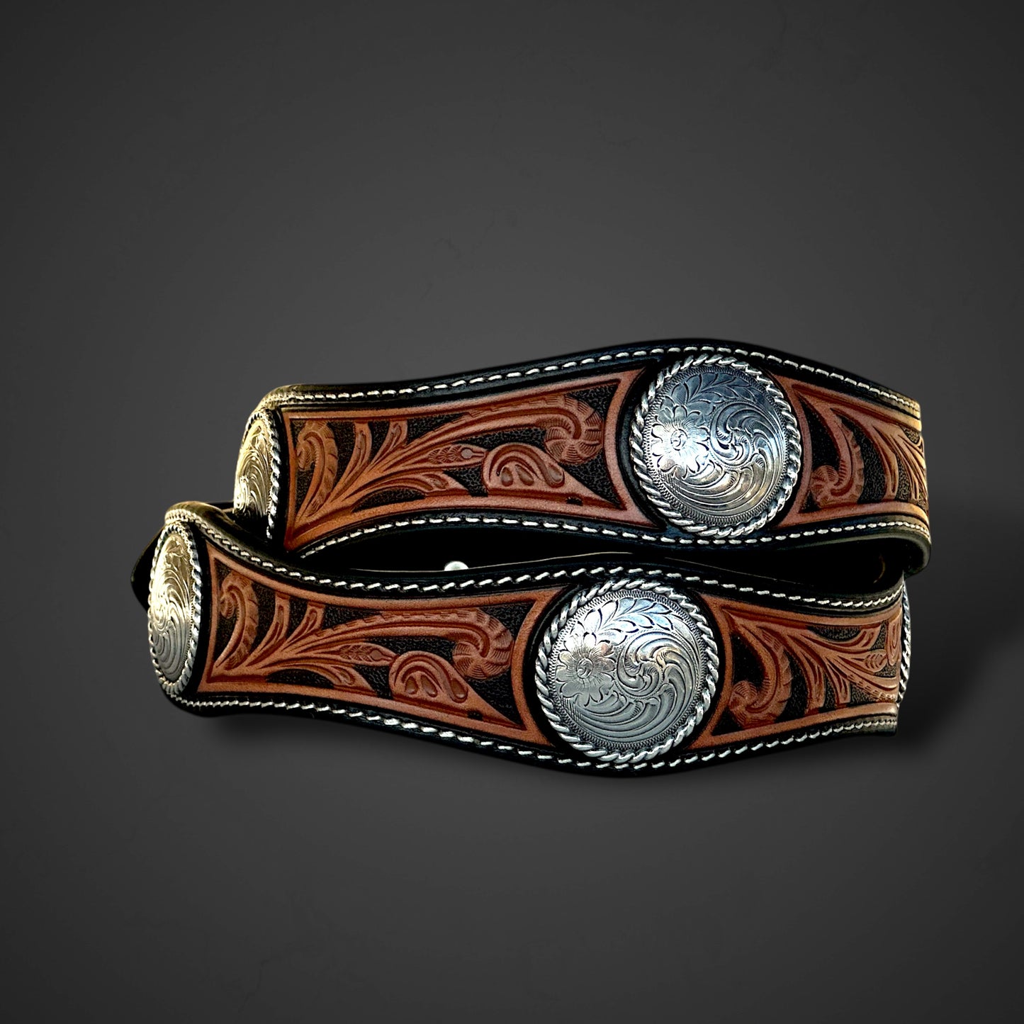 Black’n tan Nocona conchos belte