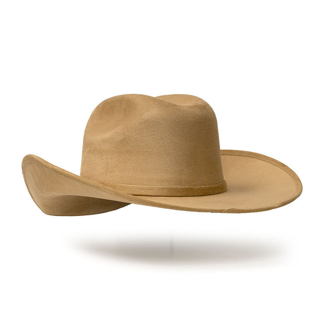 Camel Suede Finish Western Pinch Front Hat