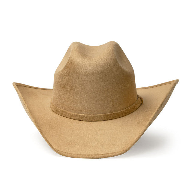 Camel Suede Finish Western Pinch Front Hat