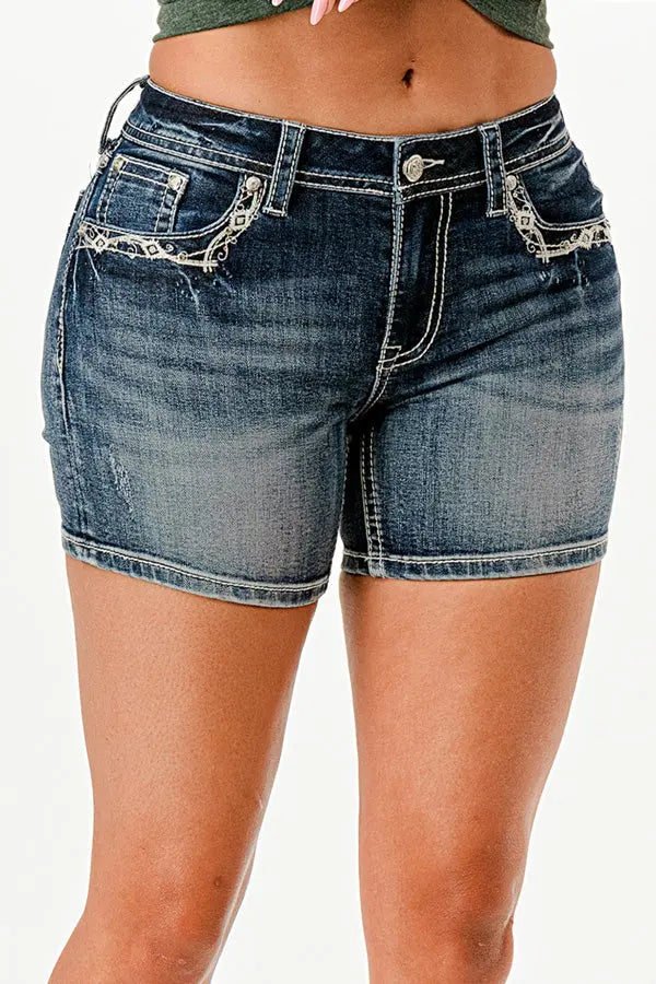 Grace In LA Dream Catcher Denim Shorts