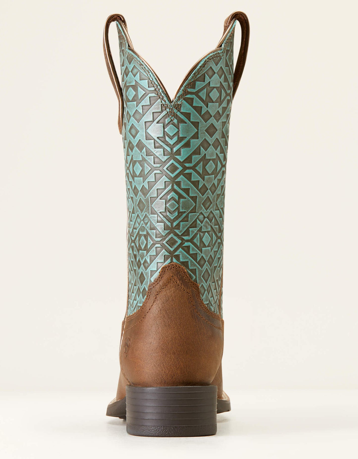 Turquoise Blanket Embossed Round Up Wide Square Toe Cowboy Boot