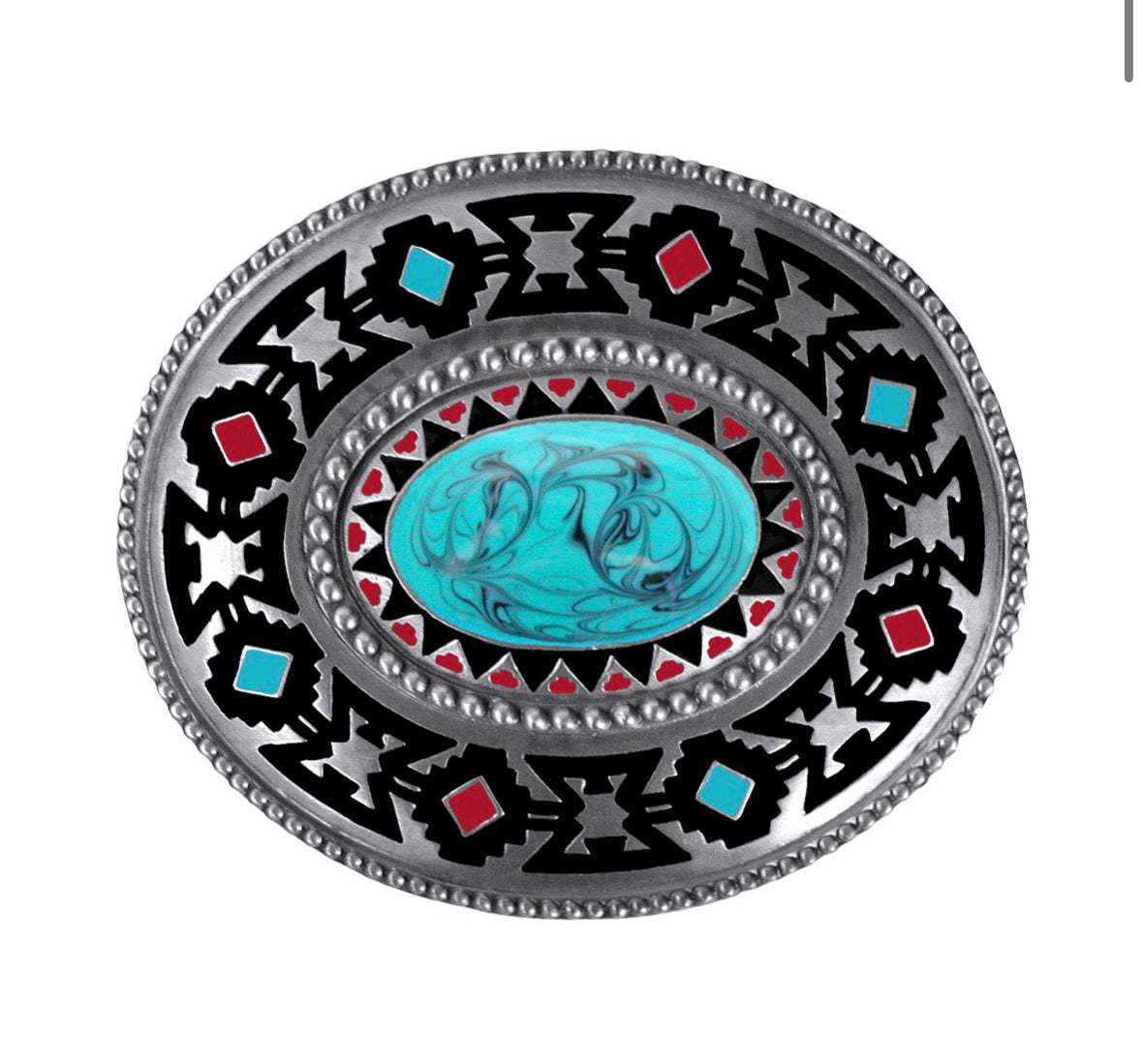 Laget i USA - Oval sørvestlig beltespenne med emaljefinish