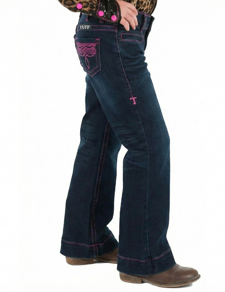 Girls Pink BootStitch Jeans - Tuff