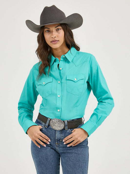 Wrangler Retro Western Skjorte - Bright Aqua