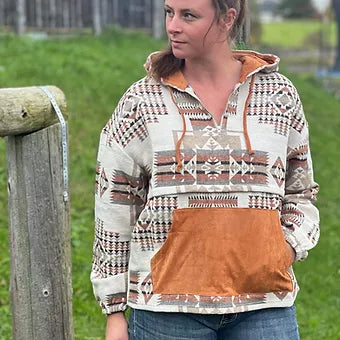 Hettegenser - Aztec Western Print Beige