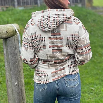 Hettegenser - Aztec Western Print Beige