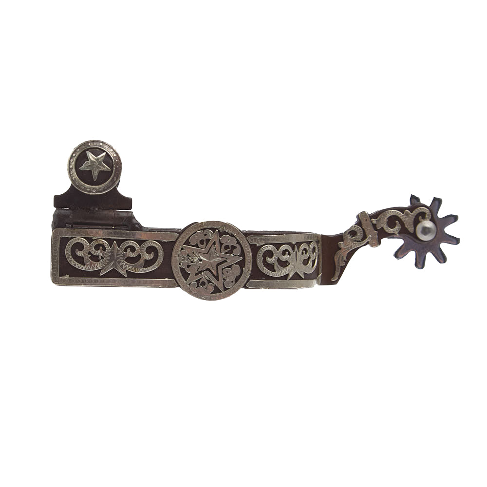 Tough 1 Antique Brown Steel with Stars Spurs