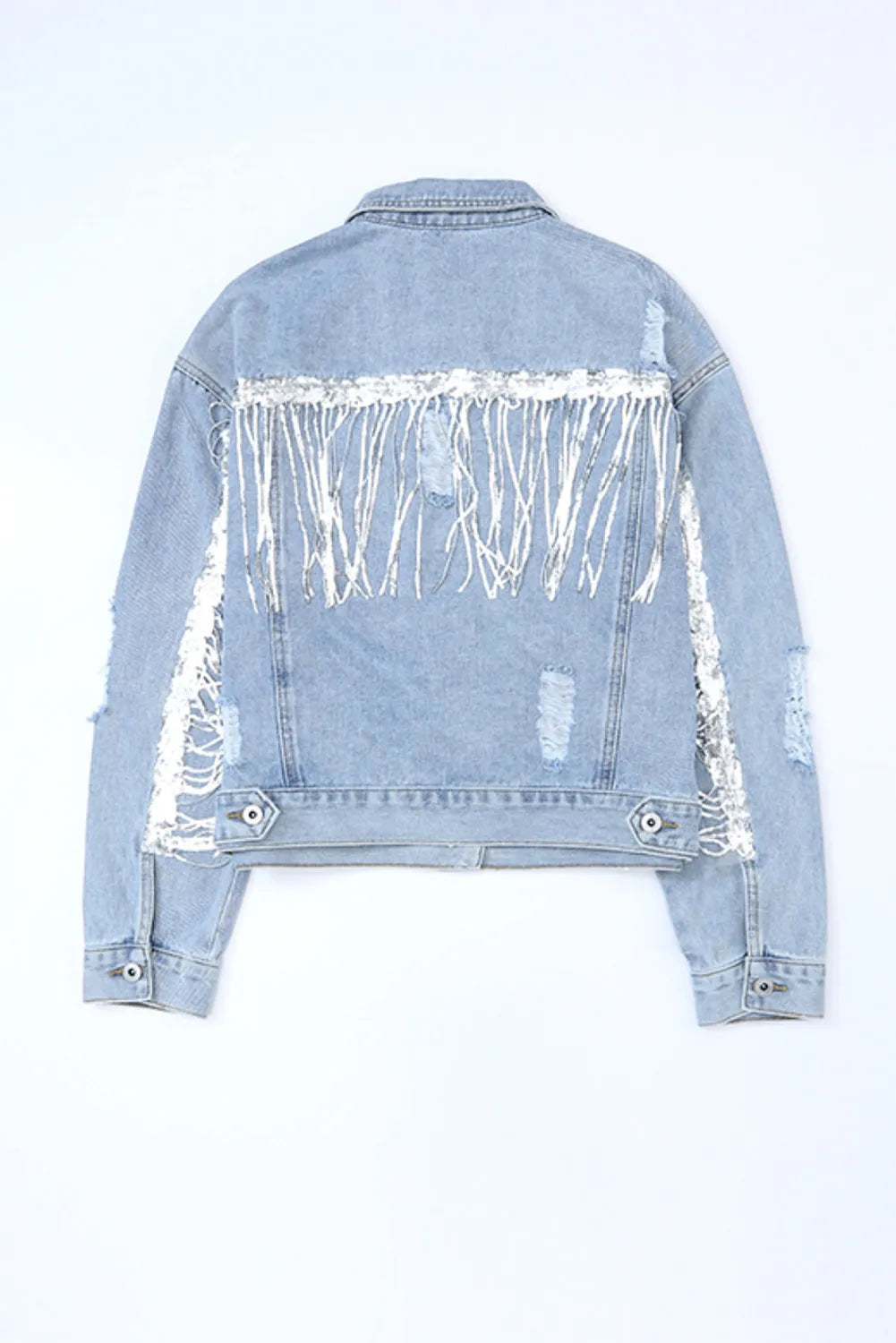 Washed Denim Frynse Jakke