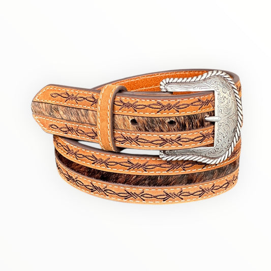 Nocona belte – Calf Hair & Brodert Detalj