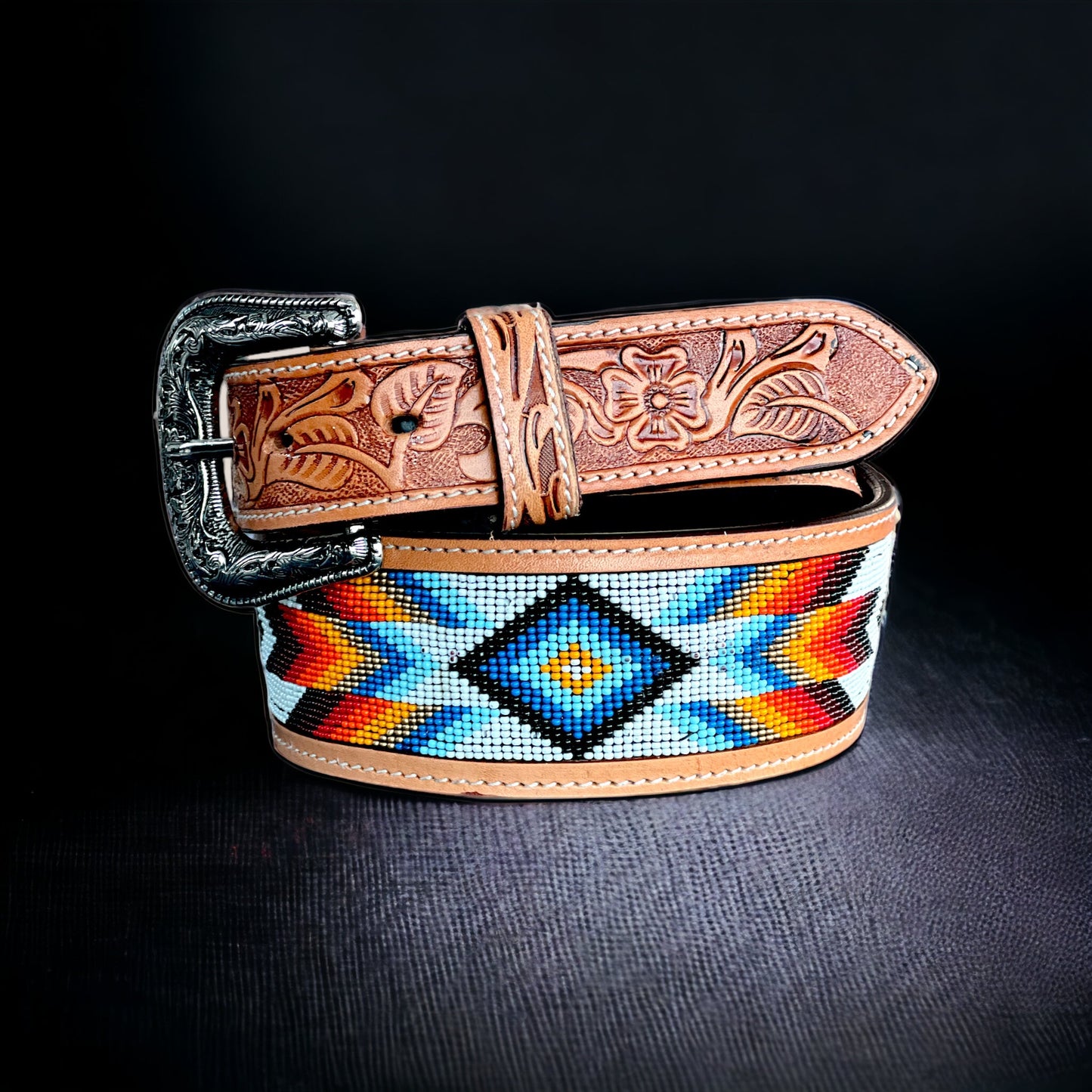 Blue Diamond Leather Belt