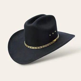 Svart Felt Westernhatt m/hattebånd