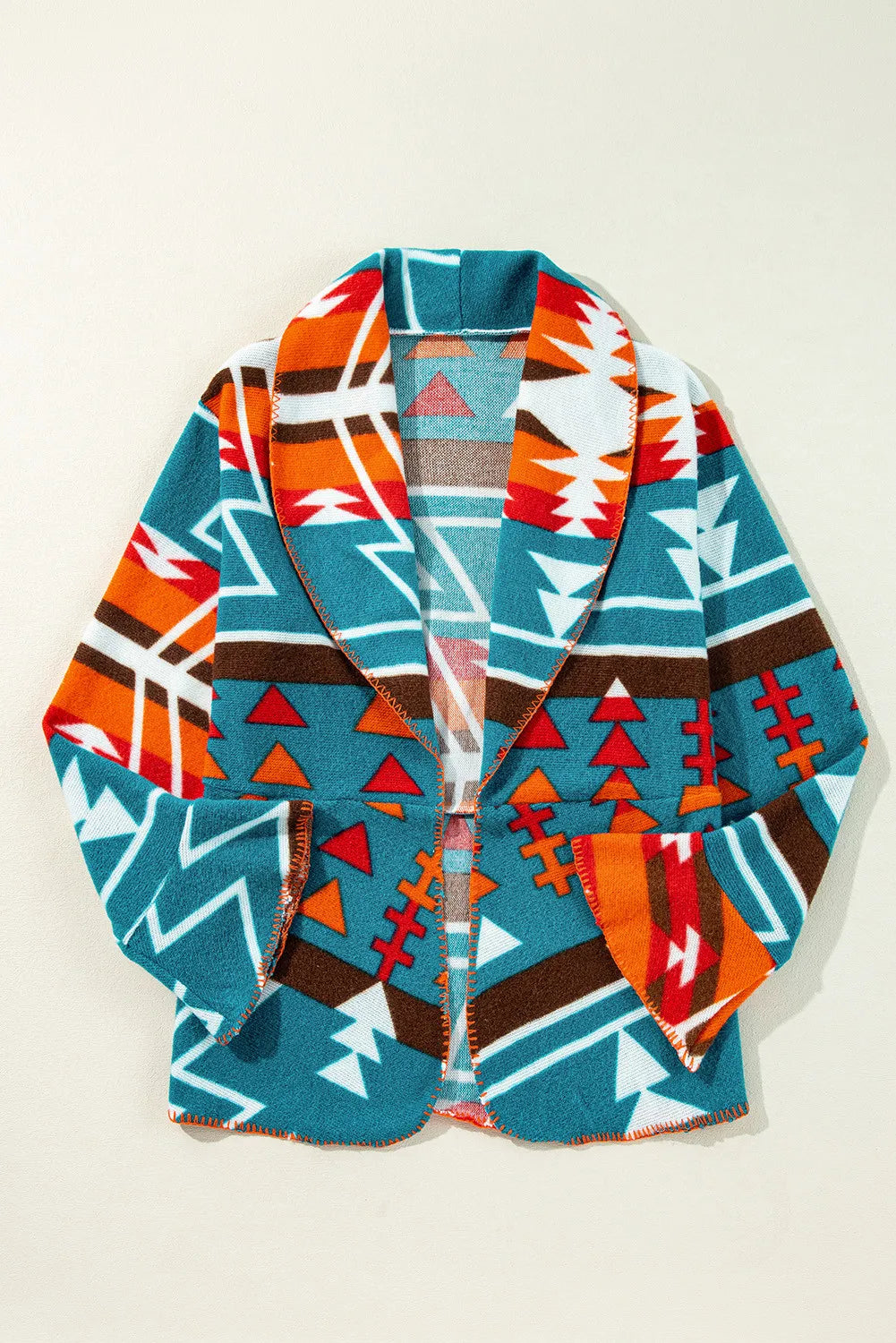 Blå Aztec Fleece Jakke