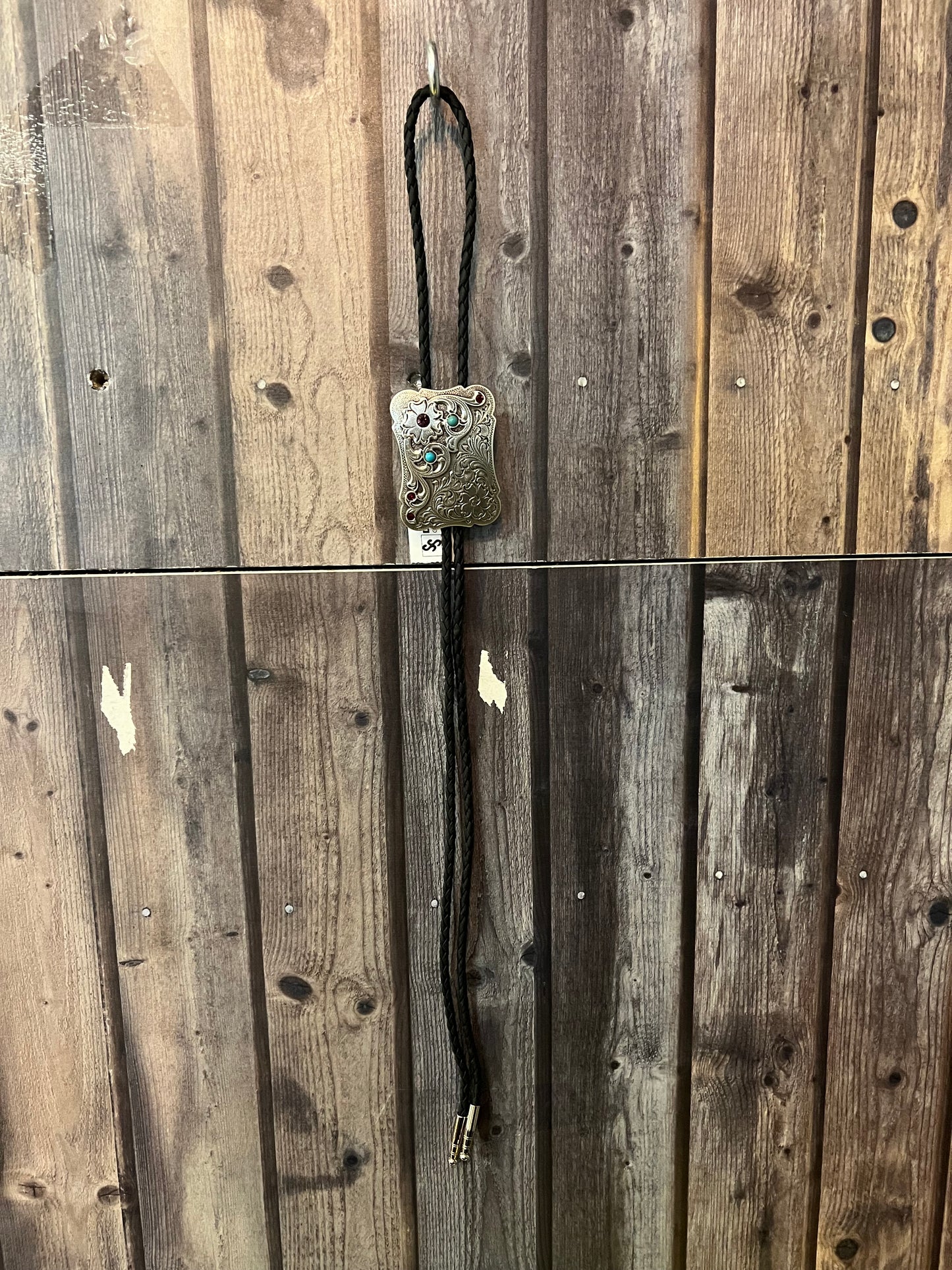 Bolo tie with turquoise and stones