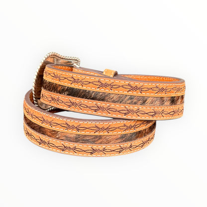 Nocona belte – Calf Hair & Brodert Detalj