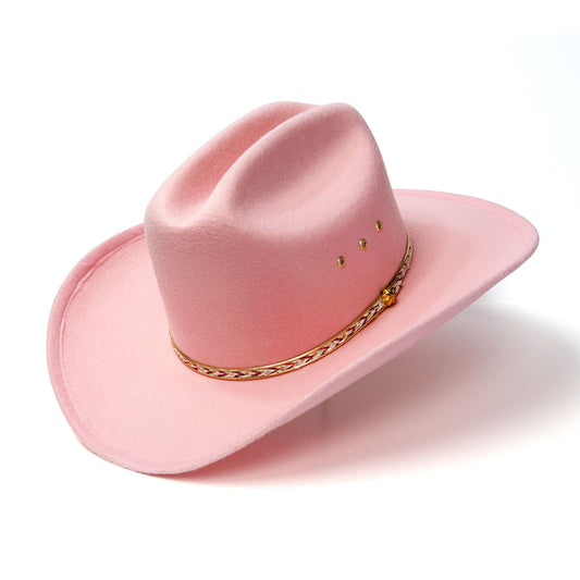 Pink Felt Finish Western Cattleman Hat - Rosa FiltHatt