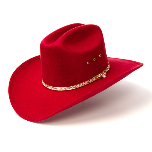 Red Felt Finish Western Cattleman Hat - Rød Hatt