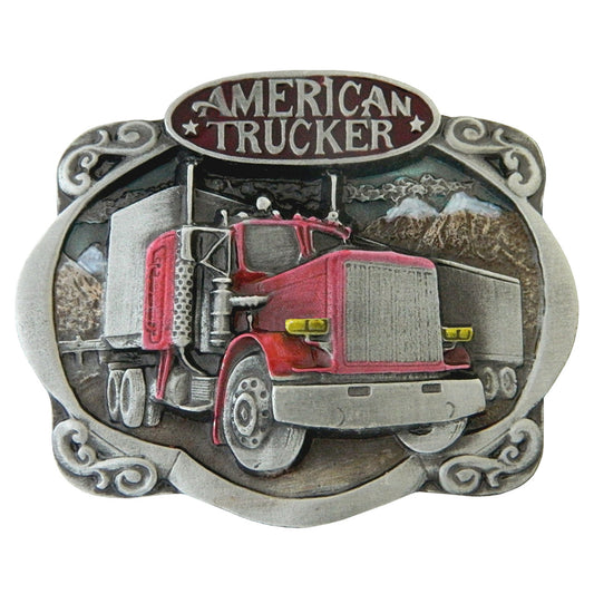 American Trucker Belt Buckle with Enamel Finish - Lastebil Beltespenne