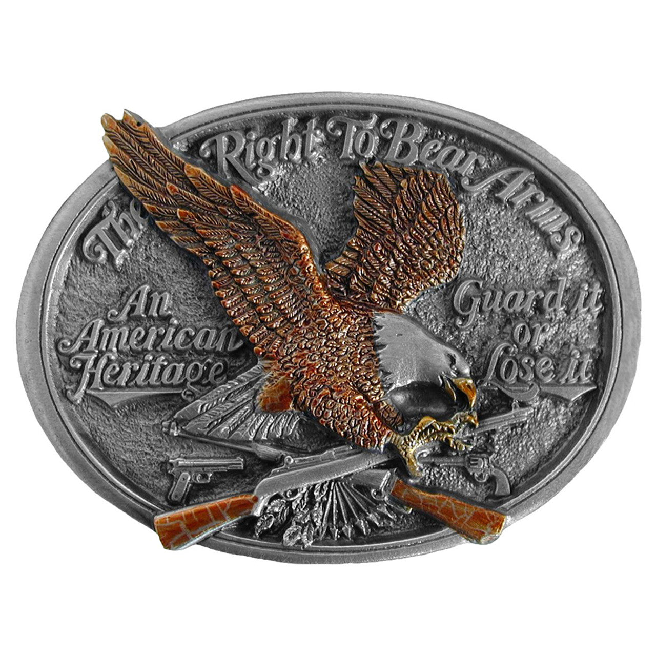 The Right to Bear Arms Belt Buckle with Enamel Finish - Ørn våpen beltespenne
