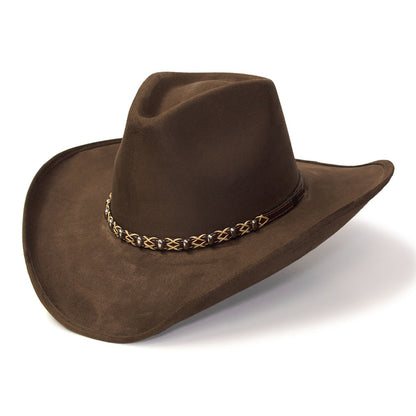 Brown Suede Finish Western Pinch Front Hat