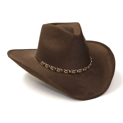 Brown Suede Finish Western Pinch Front Hat