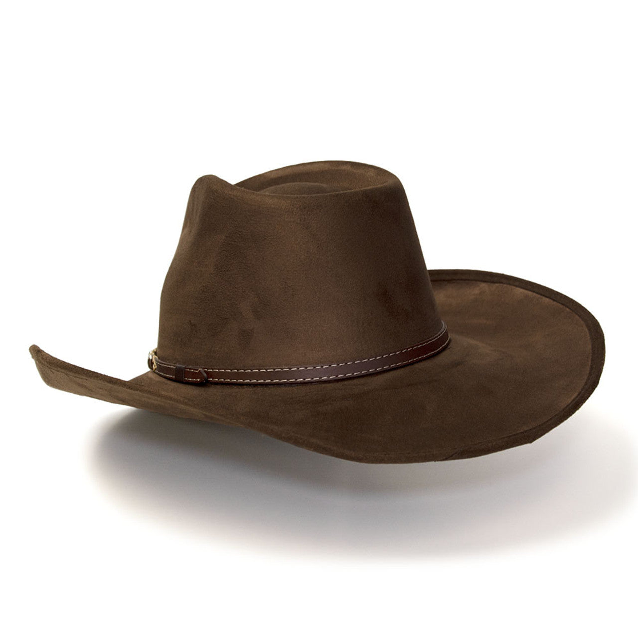 Brown Suede Finish Western Pinch Front Hat