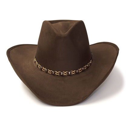 Brown Suede Finish Western Pinch Front Hat