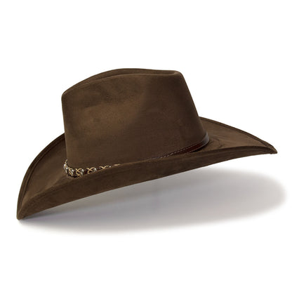 Brown Suede Finish Western Pinch Front Hat