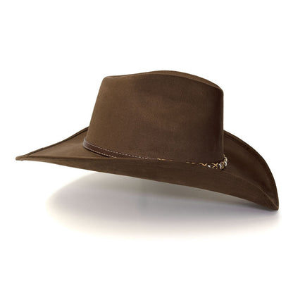 Brown Suede Finish Western Pinch Front Hat