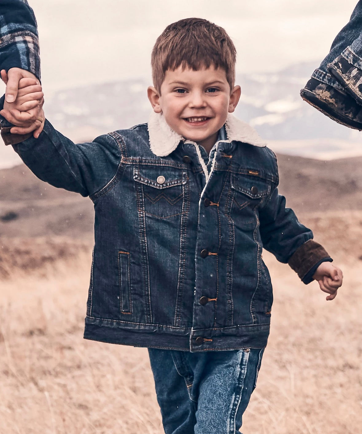 Guttejakke WRANGLER® i westernstil med sherpafor, rustikk