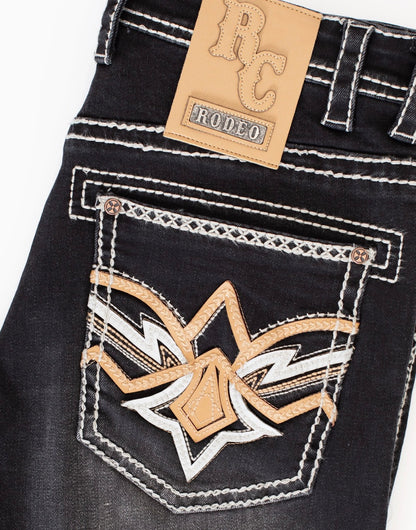 Men’s stretchy slim straight black jeans - Rodeo Clothing