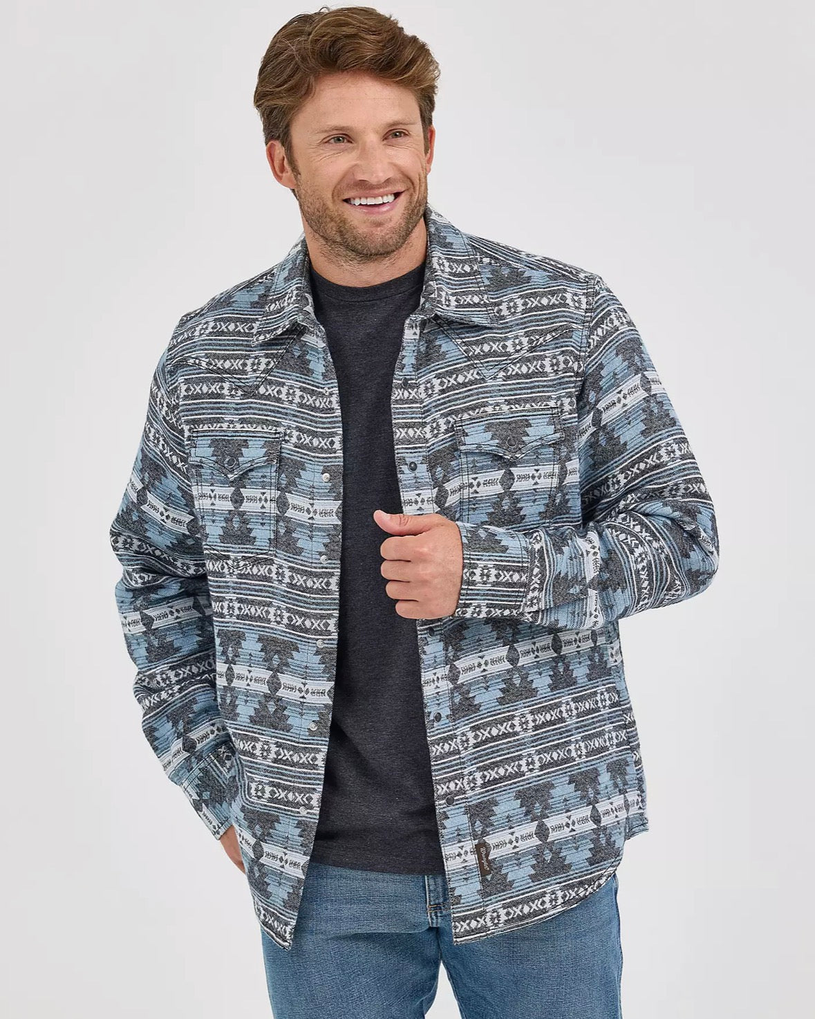 HERRE WRANGLER RETRO® PREMIUM JACQUARD SNAP SKJORTEJAKKE