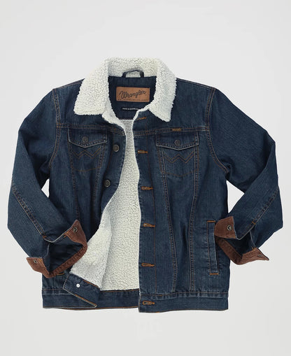 Guttejakke WRANGLER® i westernstil med sherpafor, rustikk
