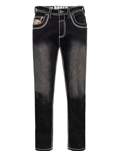 Men’s stretchy slim straight black jeans - Rodeo Clothing