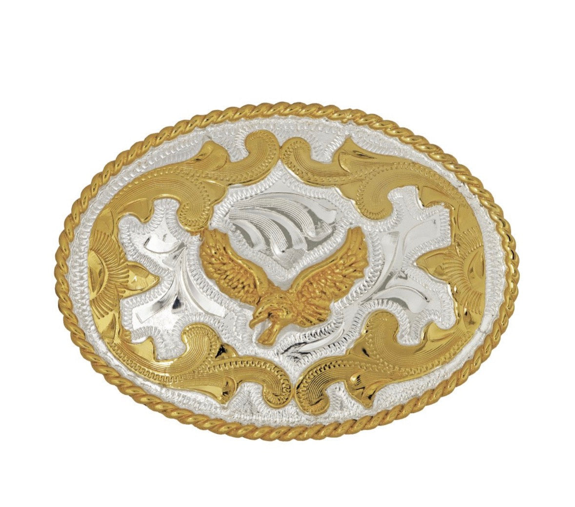 Eagle German Silver Small Belt Buckle with Scroll Pattern