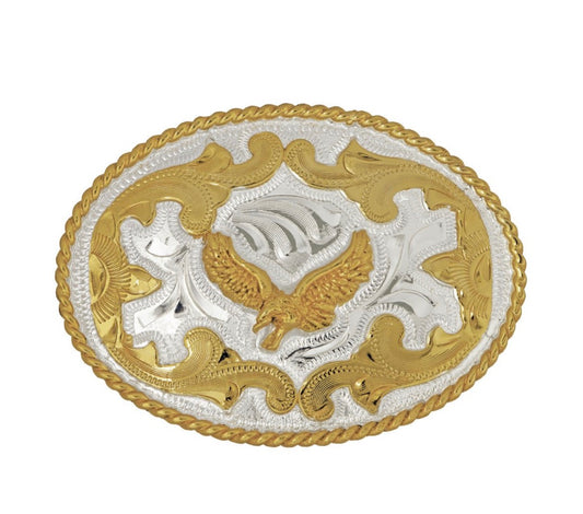 Eagle German Silver Small Belt Buckle with Scroll Pattern