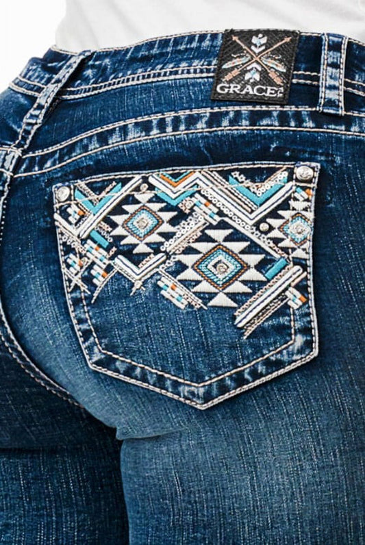 Grace In LA - Aztec Pattern Teal