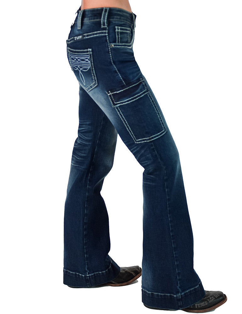 White BootStitch Trouser Jeans - Tuff