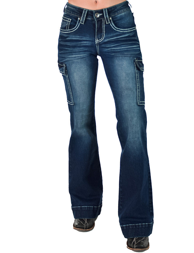 White BootStitch Trouser Jeans - Tuff