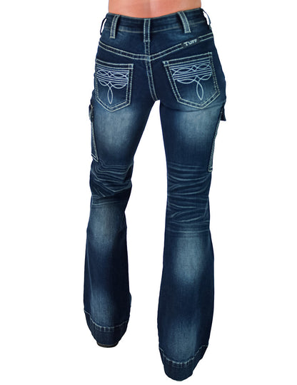 White BootStitch Trouser Jeans - Tuff