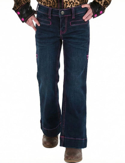 Girls Pink BootStitch Jeans - Tuff