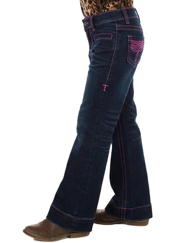 Girls Pink BootStitch Jeans - Tuff