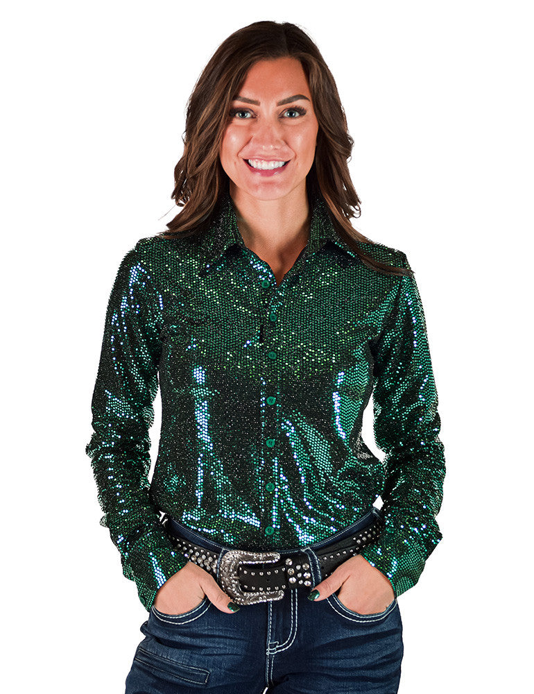 Emerald Sequin Pullover Shirt- Tuff
