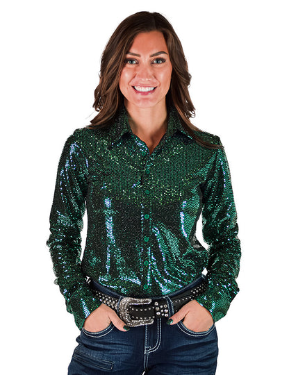 Emerald Sequin Pullover Shirt- Tuff