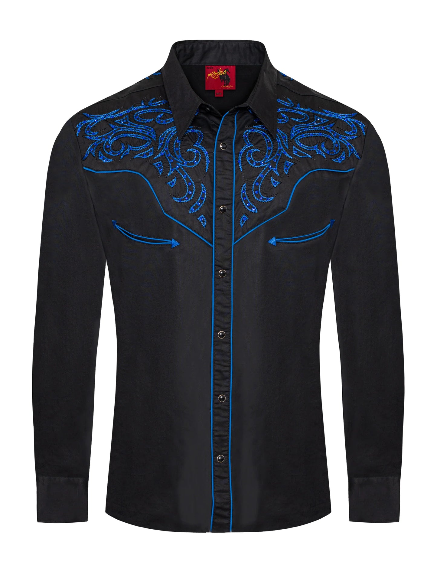 Brodert Western Skjorte Blå - Rodeo