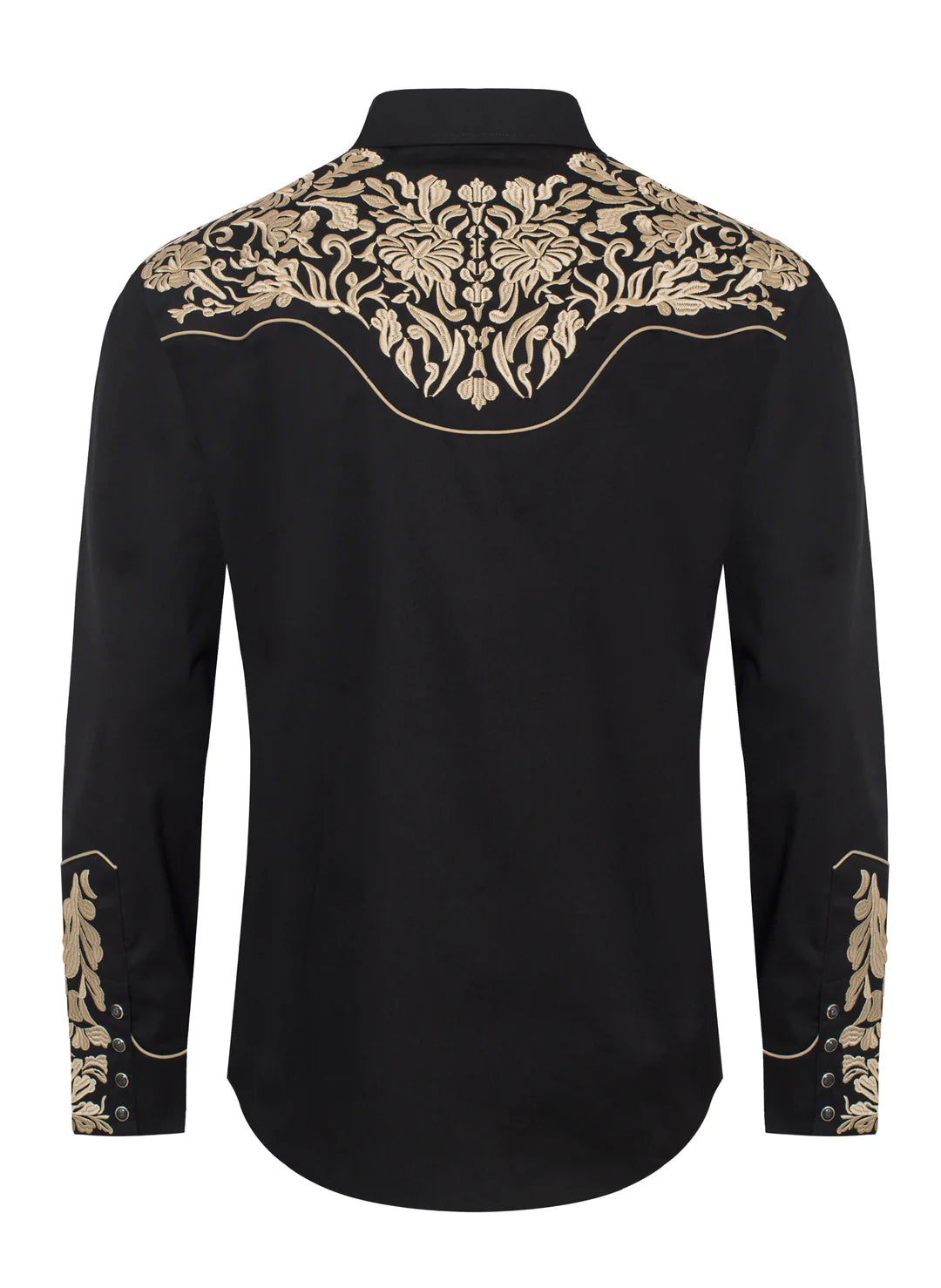 Men’s Western Cowboy Embroidery Shirt – Klassisk westernskjorte med rose motiv