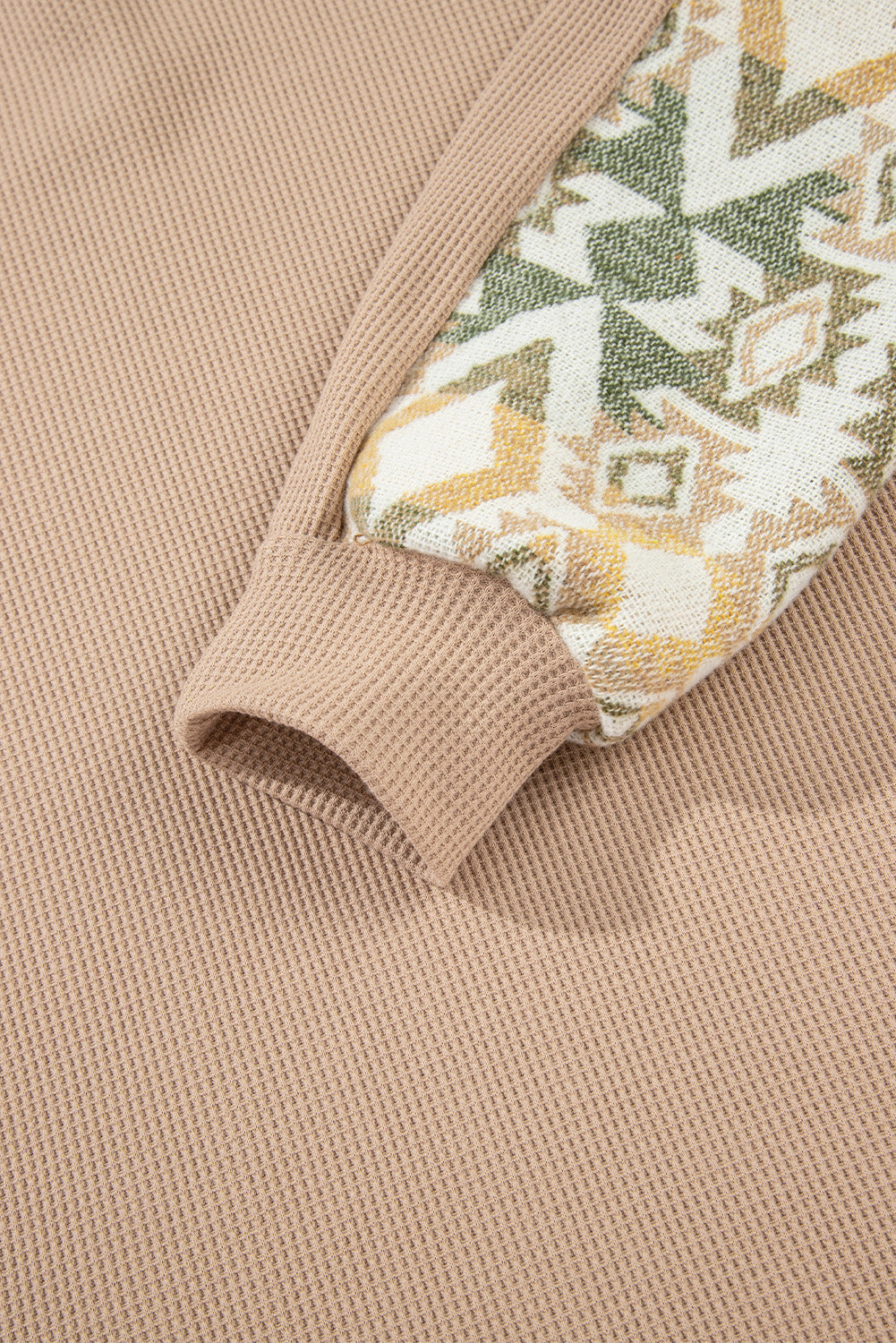 Beige Waffle Aztec Genser