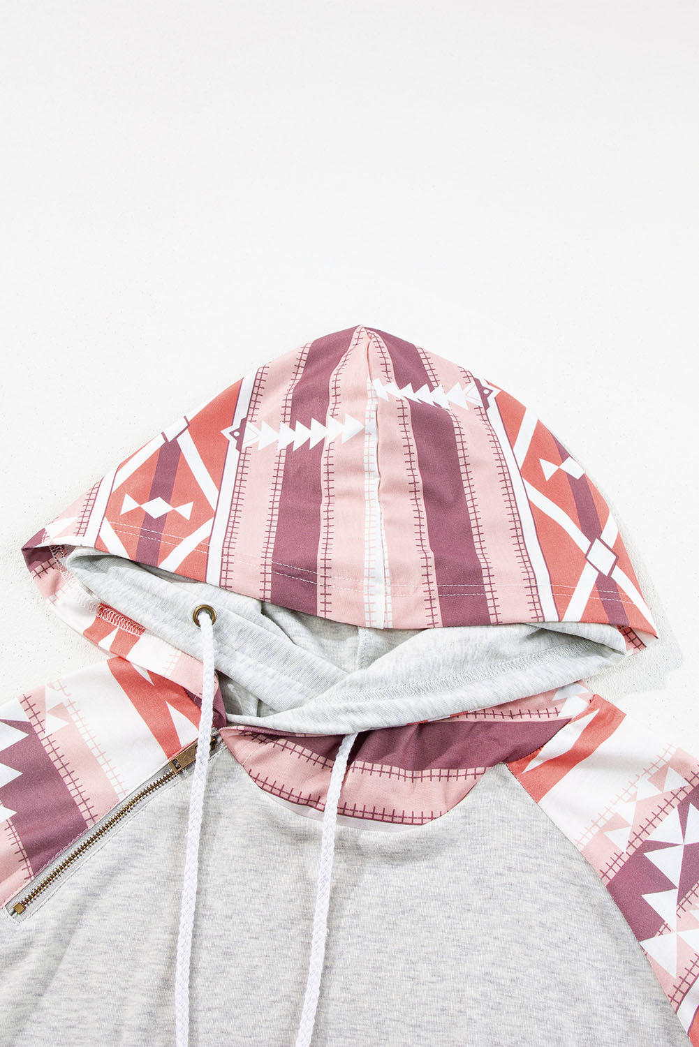 Beige Aztec Double Hood Hoodie