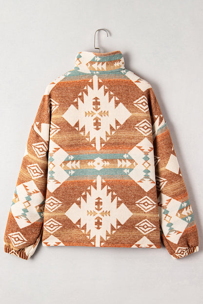 Khaki Aztec Half Zip Genser