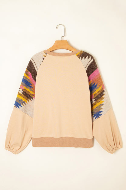 Beige Aztec Patchwork Genser